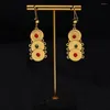 Necklace Earrings Set 24K Gold Round Two Piece Ethiopian Middle Eastern European And American Women's Jewelry Dubai Weddin