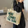 Letna letnia projekt Letter Design Doman Słomowe torby na ramię ręcznie robione torebka o wysokiej zawartości uboży 240417