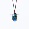 Labradorite Natural Blue Moonlight Stone Drop Drop crassement cru en pierre polie Collier pour les bijoux de fête des femmes