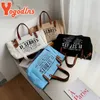 Yogodlnsファッションキャンバスハンドバッグと財布女性大容量ショルダーバッグレターデザインクロスボディカジュアルボルサ240417