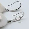 Stud Earrings Women's Baroque Diameter 12-13mm Beautiful White Gloss Large Drop-shaped Pearls 925 Sterling Silver Pearl