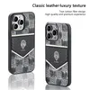 Luxus Carbonfaser Graffiti Vogue Telefon Hülle für iPhone 15 14 13 12 Pro Max Langable stabil stilvolle vollständige Schutzgitter-Leder-Back Cover Anti-Fall-Fall