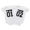 Romper gemelli gemelli gemelli abbinati per bambini cotone ragazzi ragazze da ragazza neonate per bambini romper estate gemelli dono per gemelli t240513