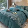Conjuntos de cama Conjunto de luxo de alta qualidade egípcio bordado de algodão tampa lençóis de cama de cama macia de longo prazo