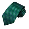 Bow Ties Hi-Tie Designer Blue Green Plaid Elegant Men Tie Jacquard Necktie Accessory Cravat Wedding Business Party Hanky Cufflinks Set