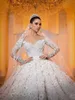 Wspaniałe koronkowe aplikacje ślubne o-drewna kryształy sukienki panny młodej o długości podłogi vestidos de novia