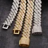 Luxury Fashion Diamond Moissanite Iced Out Cuban Link Chain White Gold Plated Sterling Silver Miami Cuban Link Halsband för män