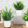 Fleurs décoratives en plastique vert plante artificielle plante blanche pot réaliste faux eucalyptus petit bureau de bureau en pot en pot décoration paysage