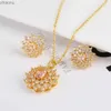 Earrings Necklace Retro Classic Temperature Womens Snowflake Set Newly Designed Zircon Crystal Pendant Necklace Earrings with Exquisite Snowflakes XW