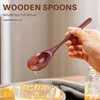 Scoops Coffee Spoon en bois 8 PCS Soupons en bois pour manger du mélange de cuisson à la cuisson à longue poignée Ustensi de cuisine de style japonais