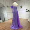 Party Dresses Serene Hill 2024 Arabic Lilac Evening Dress Side Train Pearls One Shoulder For Women's Formal Prom Wedding Gowns LA72332