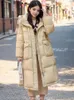 Damengrabenmäntel Txii Mode extra große Größe Down Jacke lange verdickte 2024 Taille schlampig Kapuze -Moll -Girl Wintermantel