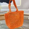 Tote Bag Strawtas Letter enkele schouder Crossbody Tas Handige opslag van zomer strandzakken Lafiet linnen geweven tas met grote capaciteit voor vrije tijd