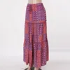 Skirts Boho Beach Skirt Vintage Printed Swing Long 2024 Summer Elastic High Waist A-Line Vacation Flowy Maxi Faldas