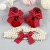 Saç aksesuarları 2pcs/set Koreli bebek kafa bandı çorapları kırmızı bowknot kız saç bandı güzel çizgili çizgili ekose yaylar bebek çorap çocuk saç aksesuarları