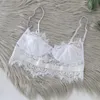 Bras Women Lace Sexy White Hollow Out Cylashes Bralettes Suspender Bustier Top V pescoço Camisole Lingerie Underwear