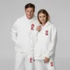 Par K Q Tryckt träningsdräkt fleece hoodiespants hoody set Mens kvinnor överdimensionerade dating casual pullover kläder tröjor 240426