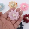 Fleurs décoratives 10pcs / lot 5cm Perle Center Murffon Hair Accessories DIY Flower Wedding Girls Robe Clothing Decorations