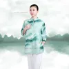 Etniska kläder 2024 Traditionell kinesisk tai chi enhetlig nationell blommuttryck bomullslinne wushu kampsport träning träning