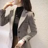 Kvinnors kostymer pläd elegant blazer skräddarsy senaste modekocken lyxiga blazers vinterklädjacka för kvinnor lång trend n34