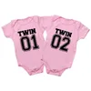 Rompers Twin Clothes Twins Matching Baby Bodysuit Cotton Boys Girls Onesies Newborn Baby Body Romper Summer Twins Outfits Gift for Twins T240513
