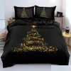 Bettwäsche Sets Luxus schwarzes Gold Weihnachtsbaum 3PCS Queen King FL Größe Duvet Eren -Set -Bettspezifikation für ein Kind 200x200 240x220 Drop Dhyns