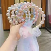 Haarzubehör Korean Perle Bow Ribbon Kinder Haarband Prinzessin Mesh Bogenknot Girls Hair Hoop Stirnband süßer Kopfschmuck Baby Haarzubehör Accessoires