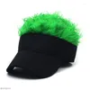 Berets golf baseball czapka z fałszywymi włosami słonecznymi Słońce Zabawa Toupee Hats męski Women Spiked Hairs Wig Hat Kolny zielony różowy niebieski