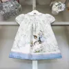 Top Girls Partydress Cat Match Imprimez la jupe de bébé Taille 90-160 cm pour enfants Collier de repeup