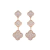 2024 Nouveau luxe Full Diamond Clover Brand de boucles d'oreille Classic Long Crystal Fashion Fashion S925 Silver Earring Designer for Women