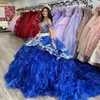 Vestidos de 15 Anos Royal Blue Mexican Quinceanera Dresses Applique Off the Shoulder Sweet 16 XV Festa examenklänning