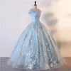 Robes de fête HARAJPEE Bleu clair adulte princesse en dentelle Robe duveteuse Belle balle de paillettes brillantes romantique Vestido 2024