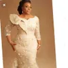 Asoebi Styles Mermaid Prom Formal Dresses Plus Size African Nigerial Lengeve 3D Floral Lace Occish Envinding Gown 300a