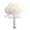 Decorative Flowers PE Rose Bridesmaid Wedding Foam Bridal Bouquet Ribbon Fake