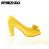 Chaussures habillées talons hauts orteil rond 10 42 peep grande taille rose japonais arc femmes à la mode dames jaune pour mariage chunky 4 34 pompes