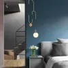 Modern Golden Glass Ball Pendant Lamps Fixture Lumtaire Lift Hanging Lights Bedroom Decoration Lighting Bedside Living Room