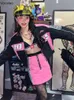 Bahar Sonbahar Harajuku Moto Biker Beyzbol Üniforma Ceketler Set Set Kadınlar Tatlı Y2K CATE MINI EKİTLER GIRLY GOTIC 2 Adet Setleri 240513