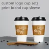 Caglie usa e getta cannucce da 500 pezzi di carta da coppa set isolati da tè per latte personalizzato Stampa in plastica Plastical Plass Logo Sleeve