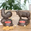 Candlers Garden Home Animal Certe Iron Crafts Ironwork Rooster Obosh Ox Candlestick Style European Retro Desktop Ornaments