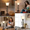Table Lamps Bedside Lamp (set Of 2) With USB Port Three Dimmable Touch Vine Leaf Black Metal Base For Bedroom/Office