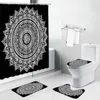 Courteaux de douche Fleur ethnique Paisley Medallion Mandala Set Retro Arabic Bathroom Decor Screens Bath Bath Toilet Cover Tapis