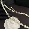 Hot Crystal Pearl Letter Designer merk ketting Pearl ketens hangende vrouwen sieraden kettingen dikke choker bruiloft geschenken roestvrij staal mode -accessoire