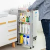 Kitchen Storage Space Shelf Tower 2/3/4 Rack Slim Movable Assemble Saving Organizers Slide Wheels Layer Organizer Bathroom Gap