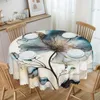 Table Cloth 1 Pack Marble Floral Print Home Kitchen Living Room Round Dustproof Tablecloth Holiday Party Dinner Decoration Accessories