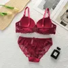 Bras Sets Lace Lingerie for Women Bra Set Floral 3/4 Cup with Stl Ring Push Up Underwear Panty Set Fashion Beautiful Lady Top Bra Y240513