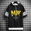 Heren Hoodies Sweatshirts Heren Kap met korte mouwen 2024 Zomer Japanse heren sportkleding mode straatkleding Casual Harajuku bedrukte herenkleding Hoodi