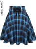 Jupes 2024 vintage punk bleu plaid imprimé mini jupe harajuku femme haute taille une ligne gothique emo alt y2k grunge plissé