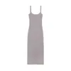 Summer New Solid Color suspender Dress for Womens Outwear Slim Fit and Slim Medium Length Wrap Skirt