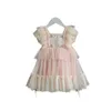 Flickaklänningar 2024 Baby Girls Lolita klänning för barn Ruffles Bell Bottom Princess Costume Wear Lovely Children Summer Clothing