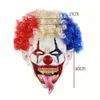 Pour masque complet à coiffure à poil à pointes Latex Halloween Crown Horror Masks Clown Cosplay Night Terror Club S